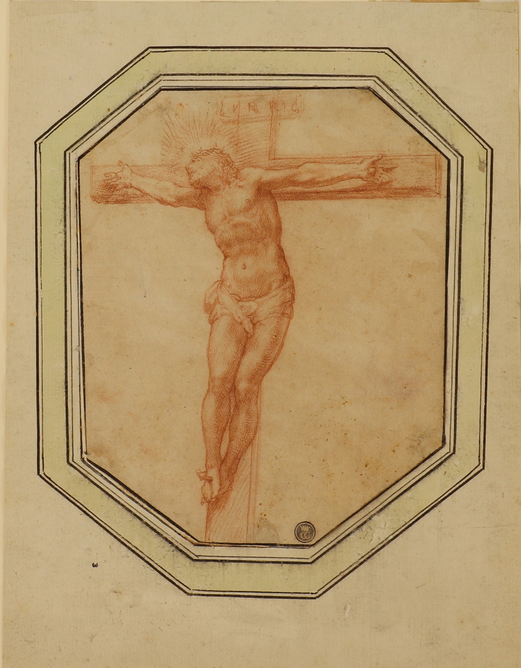 Attributed to Lelio Orsi da Novellara (Italian, 1511-1587) Christ on the Cross; verso, Christ's head and right arm stamped with collector's stamp l.r., red chalk, octagonal 18 x 15cm, unframed (£1,000-1,500)